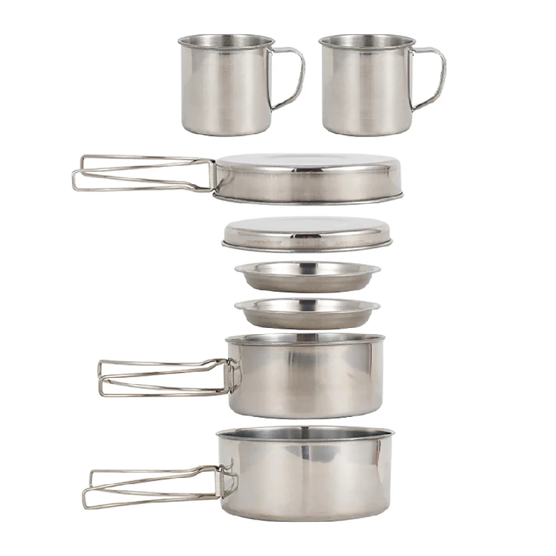 Camping Cooking Mess Kit - Juego de 8 Piezas de Utensilios