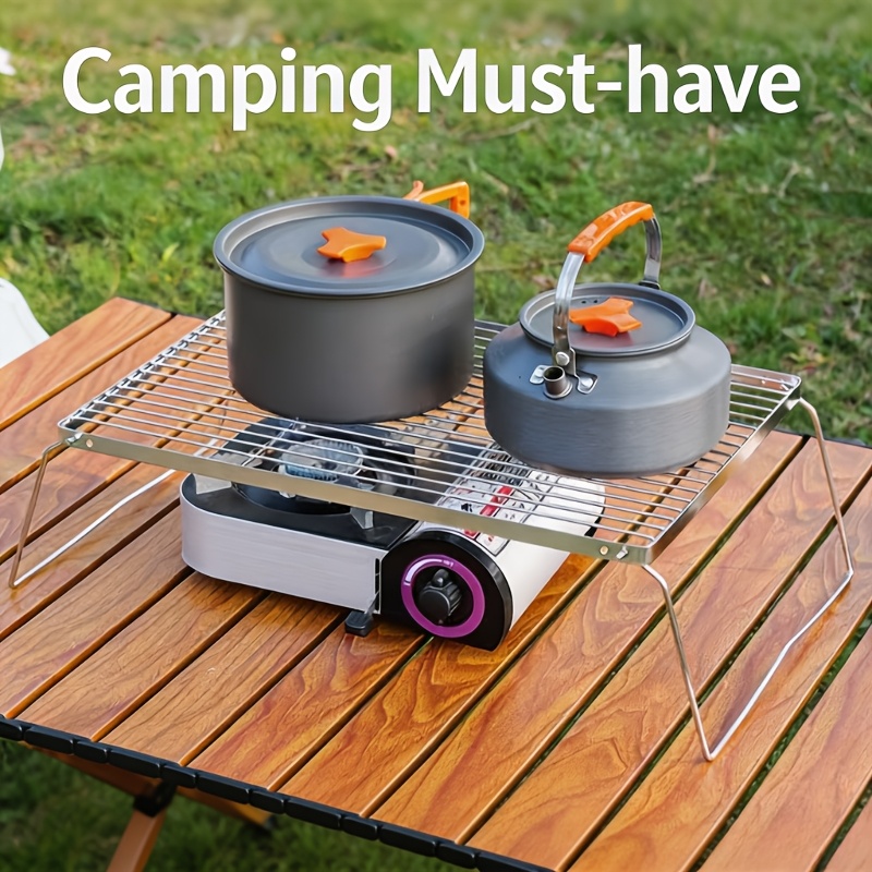 Camping Cooking Utilities - Soporte portátil plegable de acero inoxidable