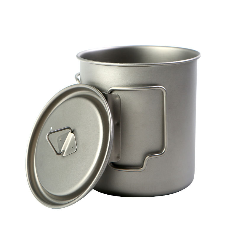 Camping Cooking Ware - Tazas de titanio para acampar, 450ml,