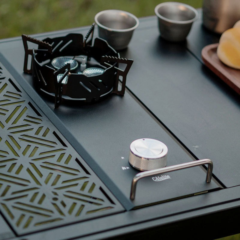 Camping Cooking Table With Windshield - Mini Estufa de Gas Portátil, Módulo