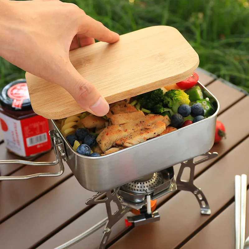 Camping Cooking Container - Fiambrera de acero inoxidable 304, fiambrera