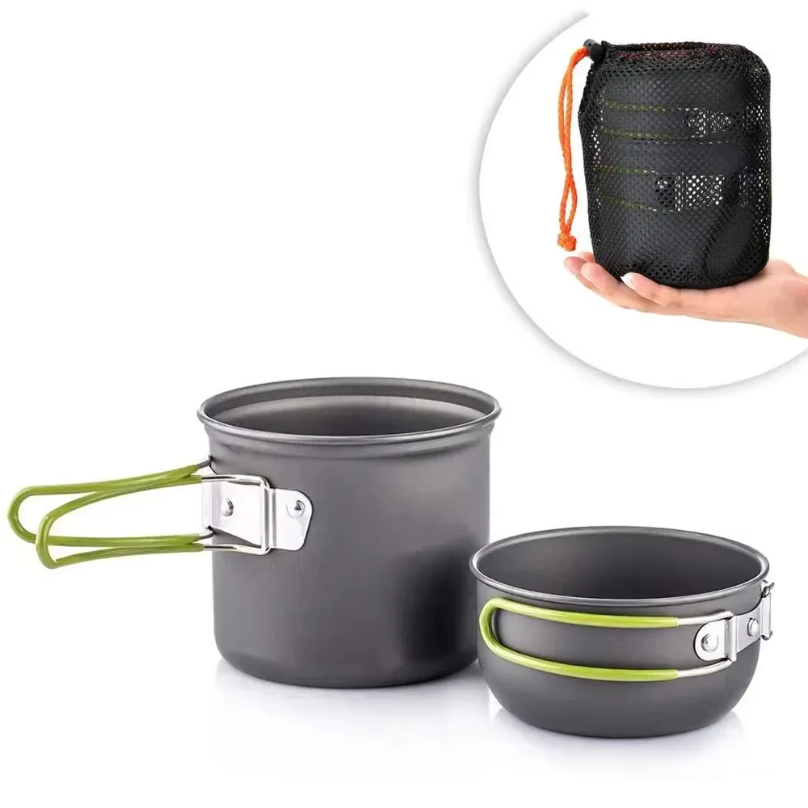 Camping Cooking Mess Kit - Juego de ollas ultraligeras para acampar: