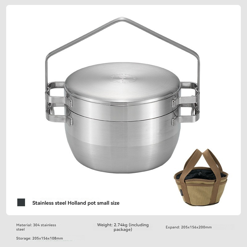 Camping Cooking Frying Pan - Olla colgante para exteriores de acero