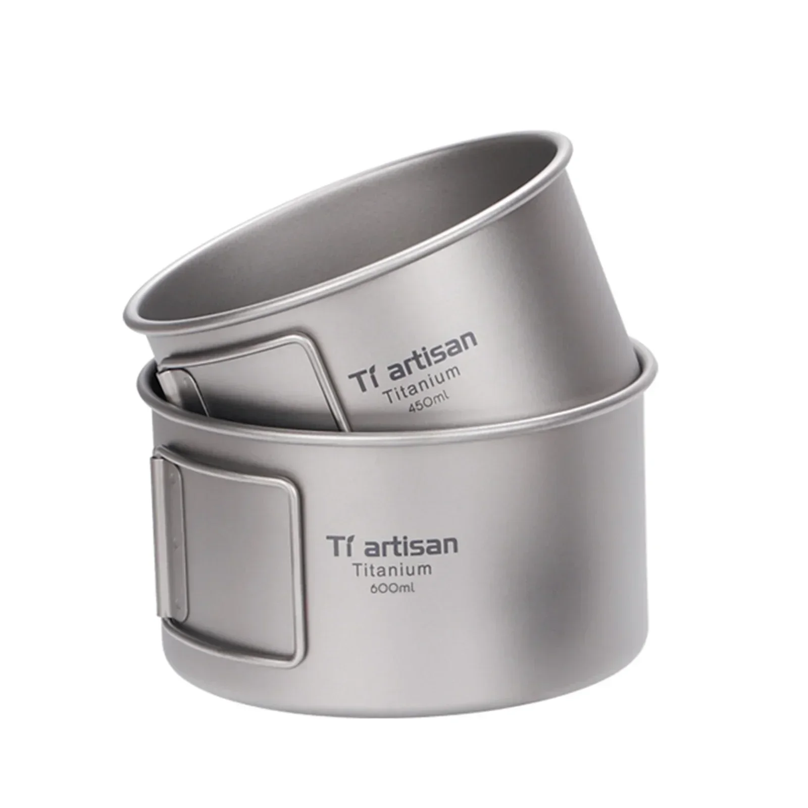 Camping Cooking Ware - Cuenco de titanio con asa plegable,