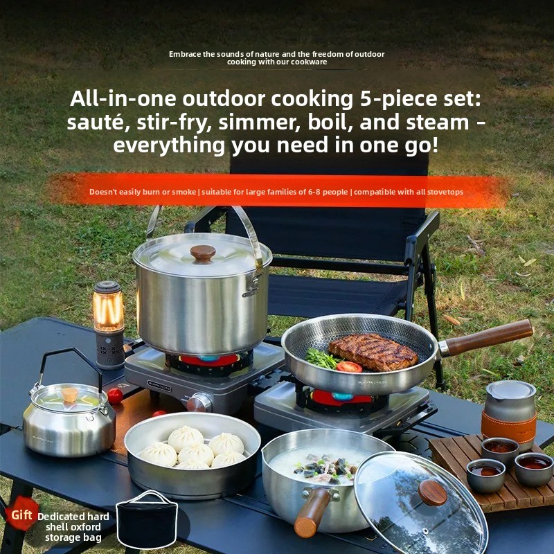 Camping Cooking Frying Pan - Juego de utensilios de cocina portátiles