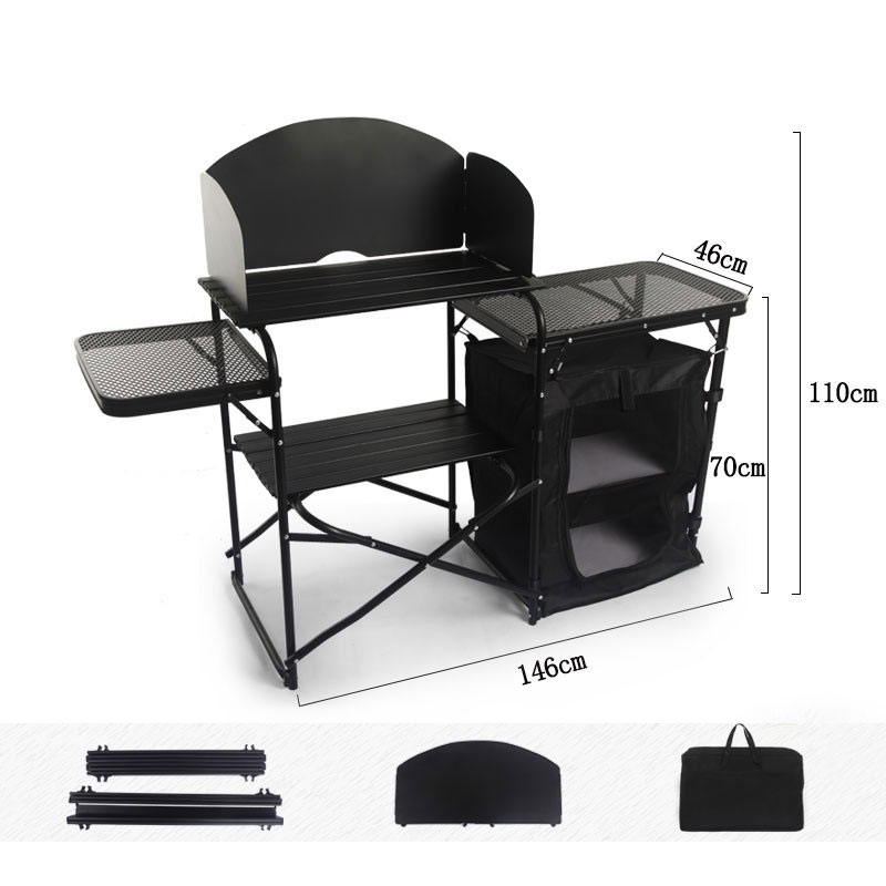 Camping Cooking Table With Windshield - Mesa de Cocina Plegable Portátil para