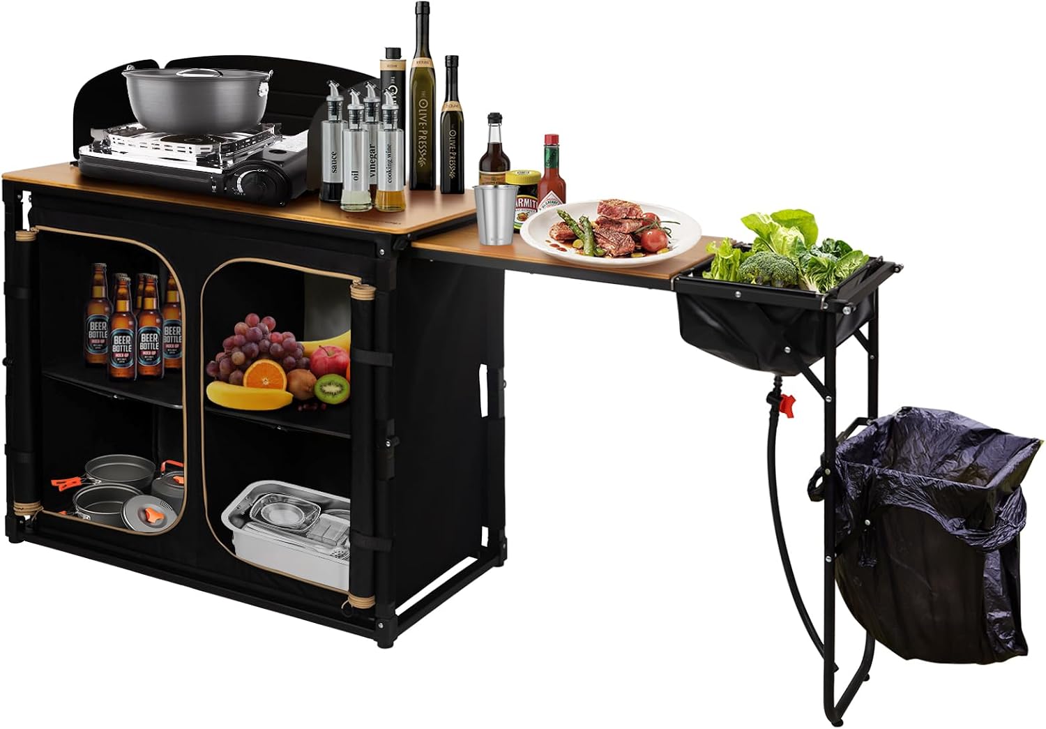 Mesa de cocina plegable de bam - Camping Cooking Table With Windshield reseña y precio