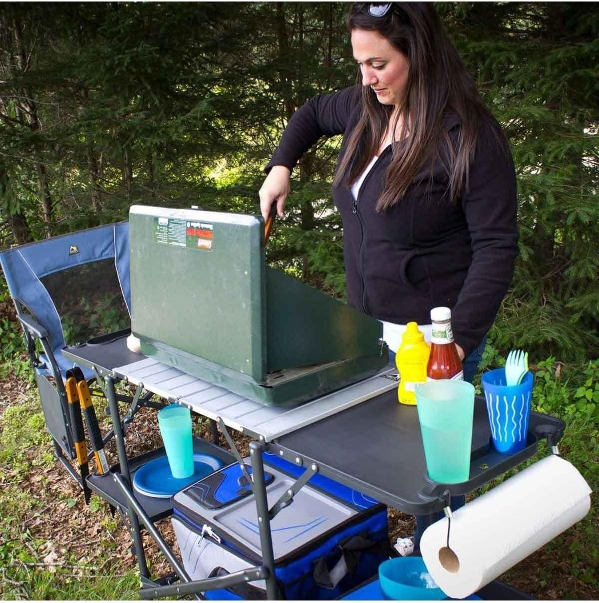 Mesa de cocina portátil plegab - Camping Cooking Table reseña y precio