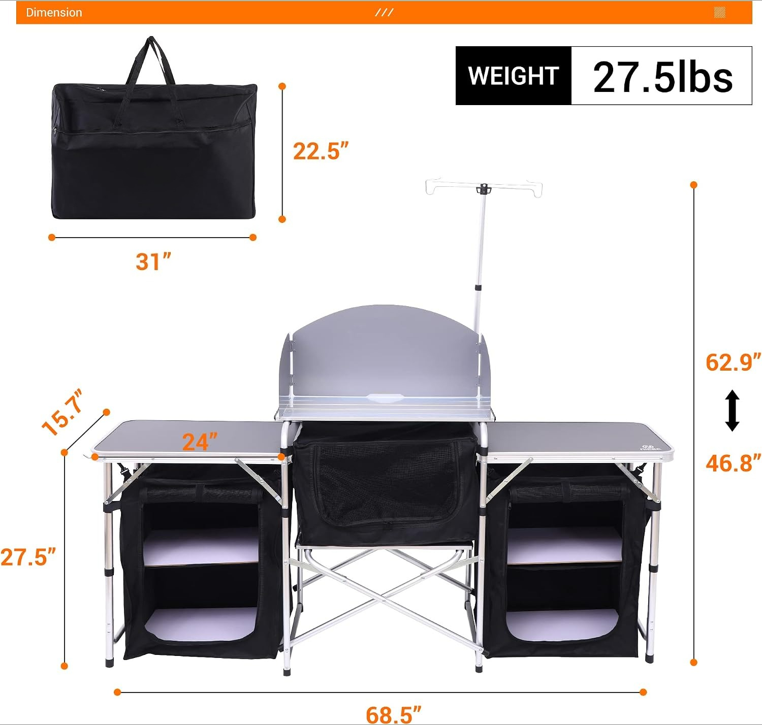 Mesa de Cocina Plegable para C - Camping Cooking Table With Windshield reseña y precio