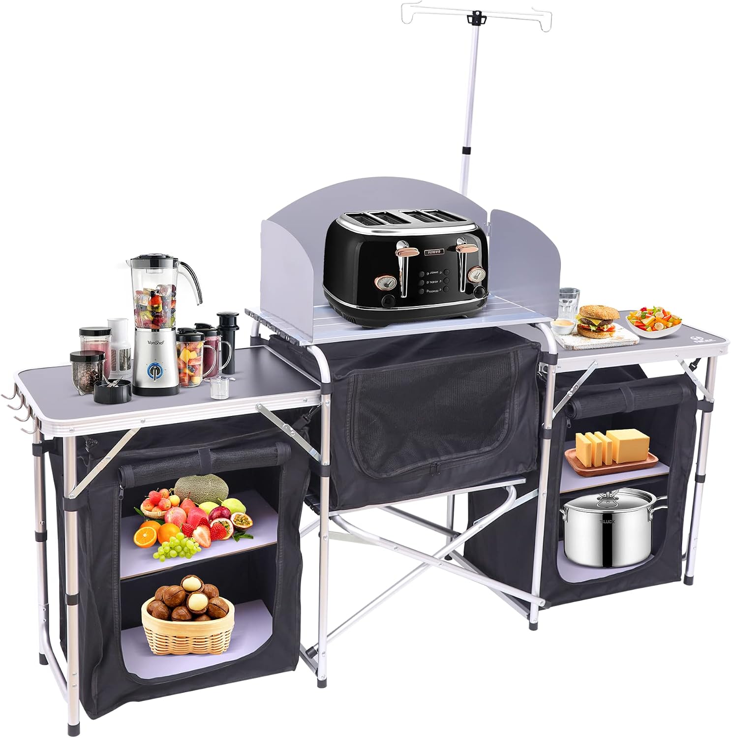 Mesa de Cocina Plegable para C - Camping Cooking Table With Windshield reseña y precio