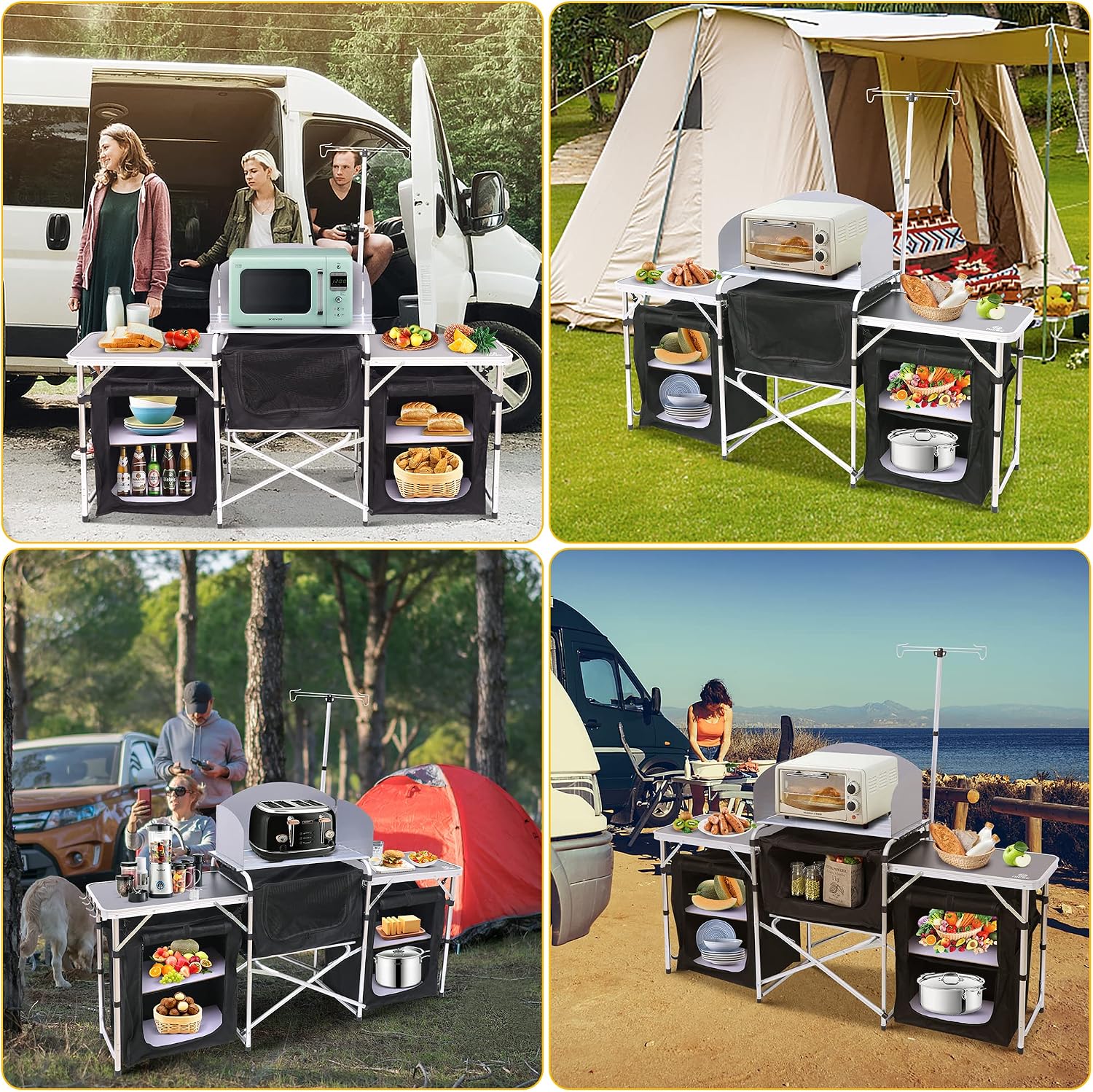 Mesa de Cocina Plegable para C - Camping Cooking Table With Windshield reseña y precio