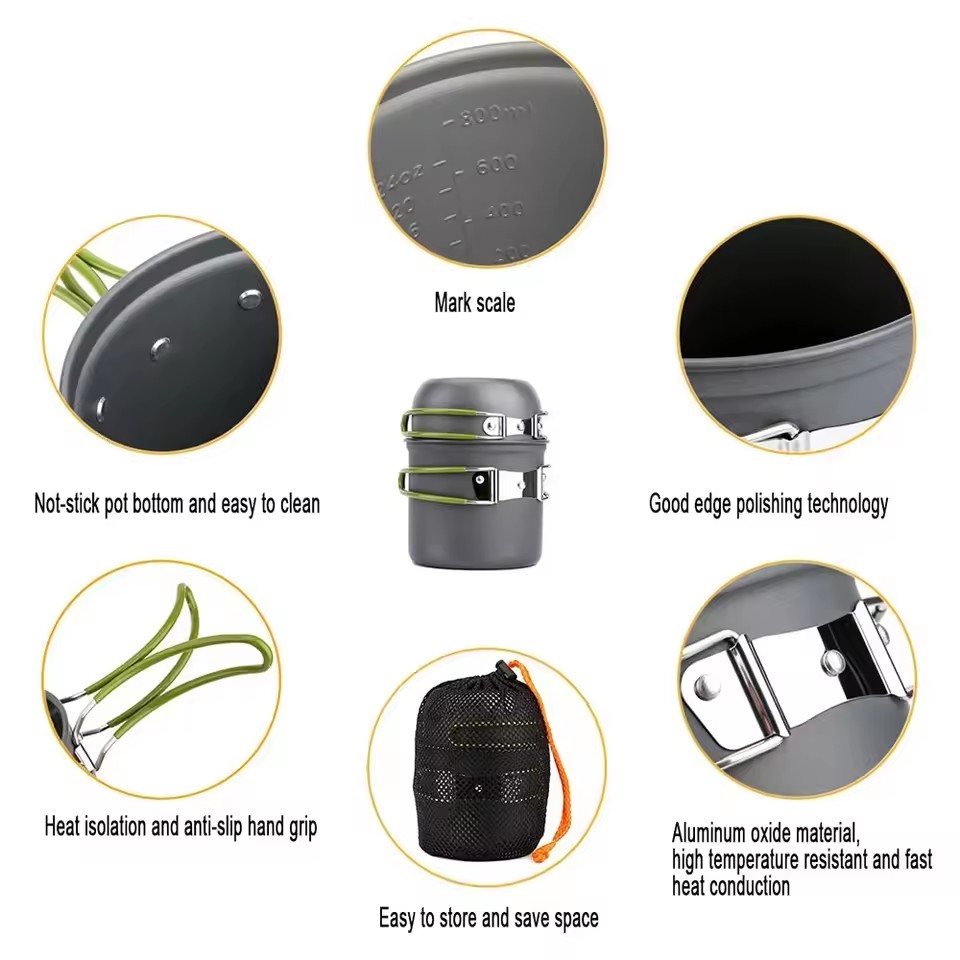 Utensilios de cocina ultralige - Camping Cooking Mess Kit reseña y precio