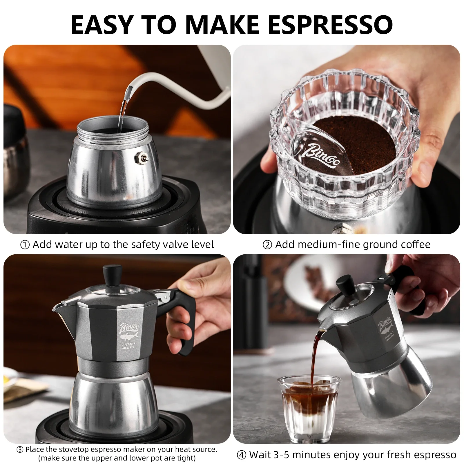 Cafetera Moka Bincoo de 2 Taza - Camping Cooking Utilities reseña y precio
