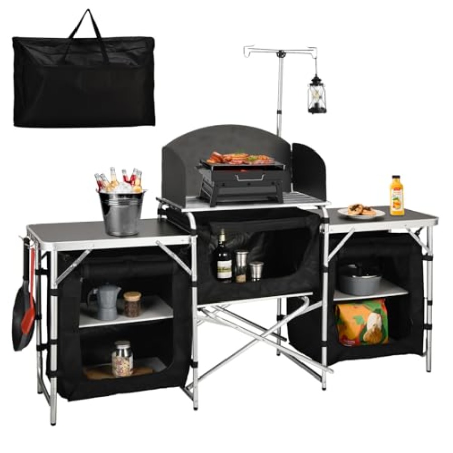 Mesa de Cocina para Camping, E - Camping Cooking Table With Windshield reseña y precio