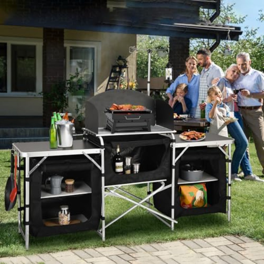 Mesa de Cocina para Camping, E - Camping Cooking Table With Windshield reseña y precio