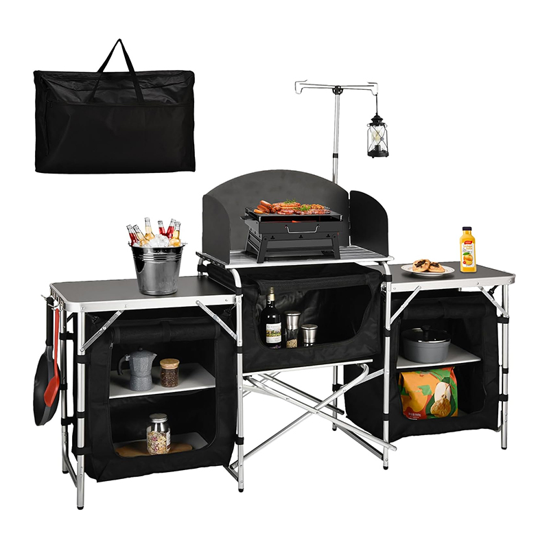 Personalizado versátil 3 gabin - Camping Cooking Table With Windshield reseña y precio
