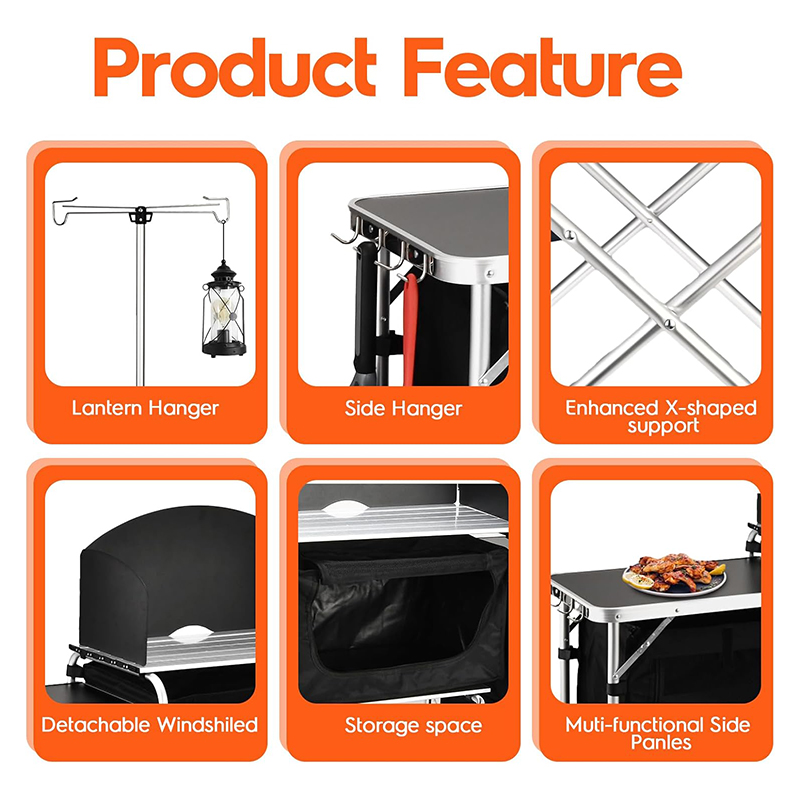Personalizado versátil 3 gabin - Camping Cooking Table With Windshield reseña y precio