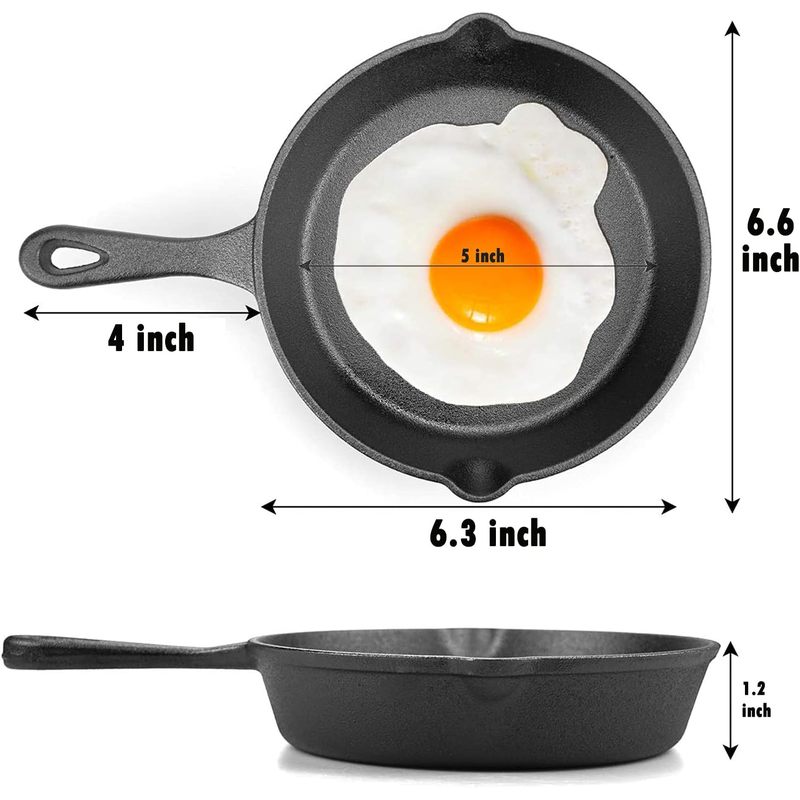 Sartén de hierro fundido de 6  - Camping Cooking Frying Pan reseña y precio