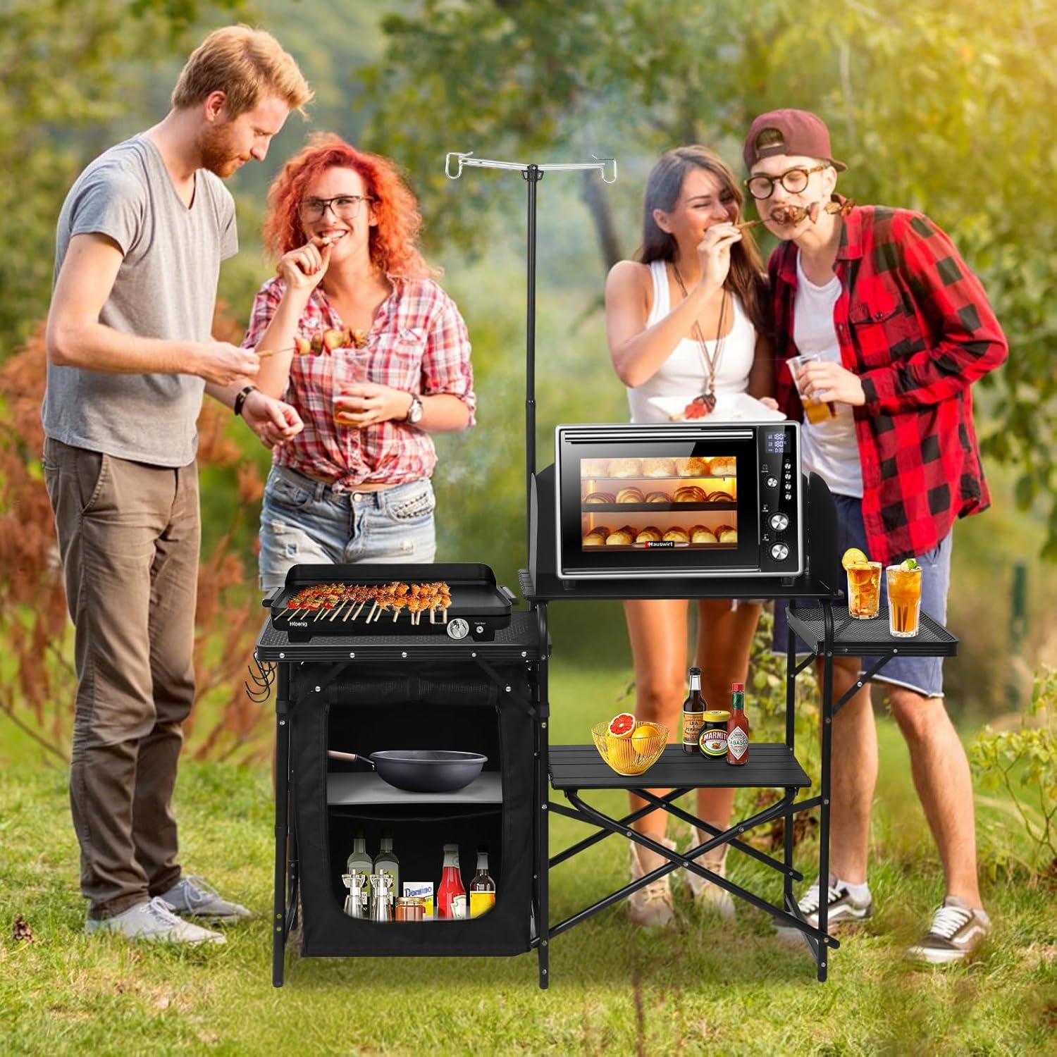 Estación de Cocina Portátil Pl - Camping Cooking Table With Windshield reseña y precio