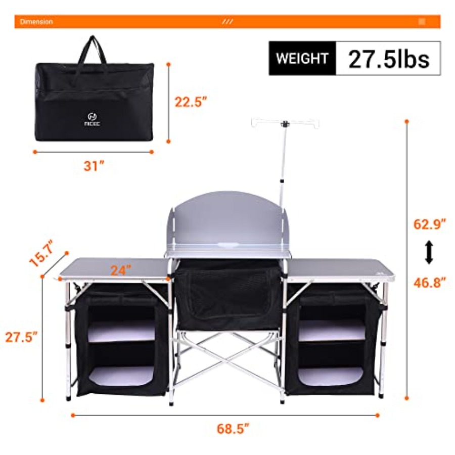 Mesa de Cocina Plegable para C - Camping Cooking Table With Windshield reseña y precio