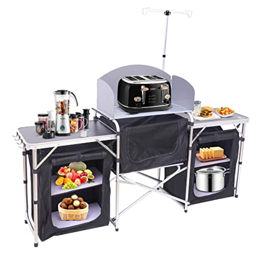 Mesa de Cocina Plegable para C - Camping Cooking Table With Windshield reseña y precio