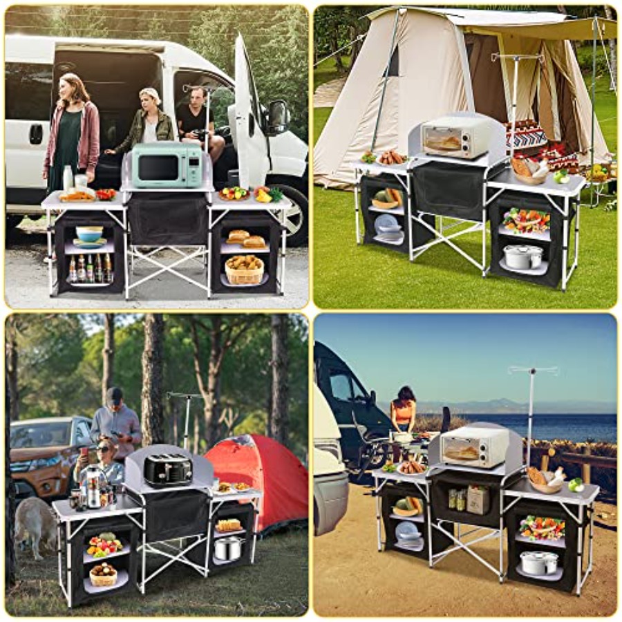Mesa de Cocina Plegable para C - Camping Cooking Table With Windshield reseña y precio