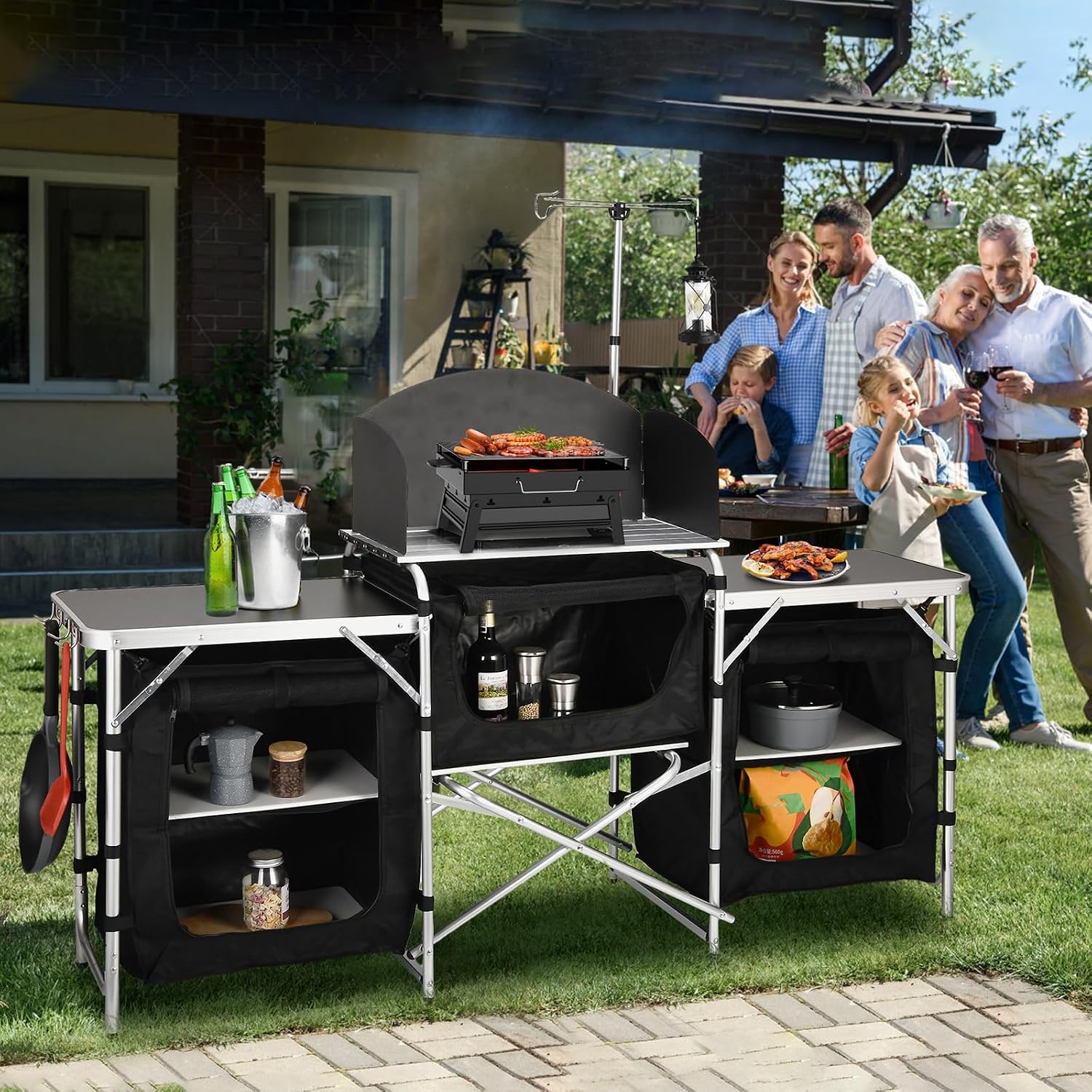 Mesa de Cocina Plegable para A - Camping Cooking Table With Windshield reseña y precio