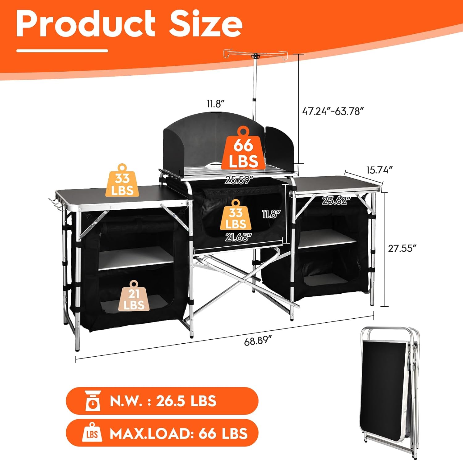 Mesa de Cocina Plegable de Alu - Camping Cooking Table With Windshield reseña y precio