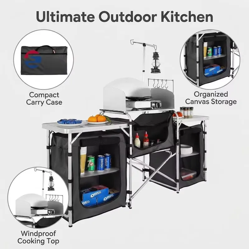 Muebles de Cocina Plegables de - Camping Cooking Table With Windshield reseña y precio